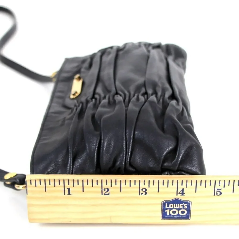 Michael Kors SOFT BLACK GENUINE LEATHER SMALL X-BODY SHOULDER BAG CLUTCH PURSE